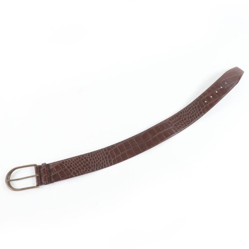 Saint Laurent Logo Croc Shape Pressed Leather Belt Brown 65 Storage - Picture 7 of 10